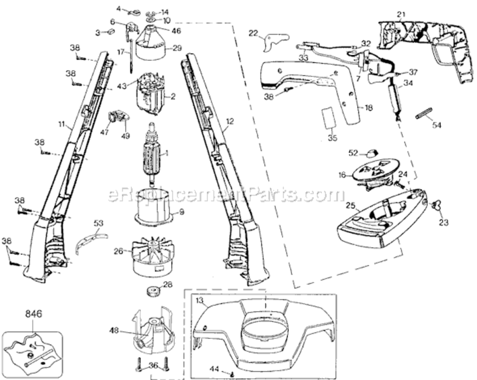 Page A Diagram and Parts List for GE800 Type 1 Black and Decker Trimmer